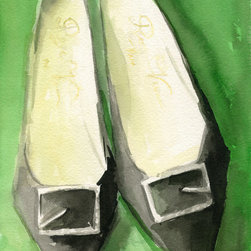 Roger Vivier Black Buckle Shoes Large Framed Art - Fine Art Prints