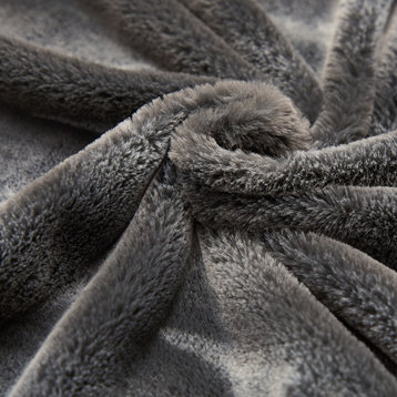 Printing Faux Fur Throw Blanket, Arusha Grey, 50" x 60"
