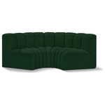 Meridian Furniture - Arc Boucle Fabric Upholstered 3-Pc. Inward Curved Modular Sectional, Green - Give your living room or den the perfect blend of style and versatility with this Arc boucle fabric curved modular Sectional. Part of the Arc modular furniture collection, this Sectional comes upholstered in rich green boucle fabric and features deep channel tufting that adds a touch of luxury while enhancing comfort and support. A seamless combination of form and function, this chair can be used with other Arc pieces to create a myriad of configurations in your well-curated room.