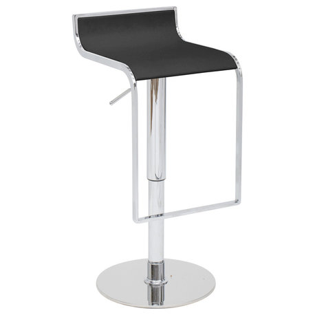 Alexander Adjustable Leather Stool, Black