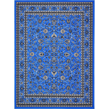Traditional Zayandeh 9'10"x13' Rectangle Sapphire Area Rug