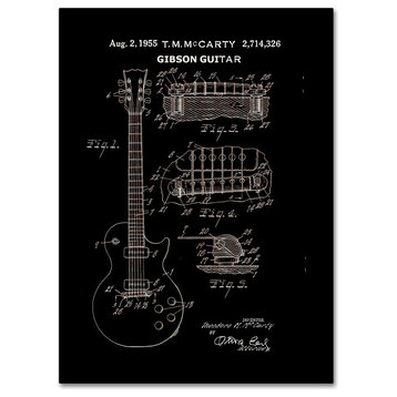 'Mccarty Gibson Guitar Patent, 1955, Black' Canvas Art by Claire Doherty