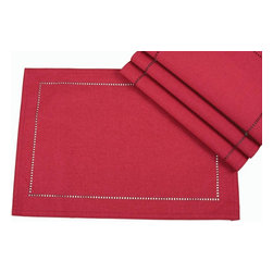 Xia Home Fashions - Melrose Easy Care Cutwork Hemstitch 14"x20" Placemat, Veniti, Set of 4 - Placemats