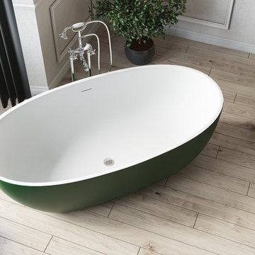 Aquatica Corelia™ Moss Green-Wht Freestanding Solid Surface Bathtub