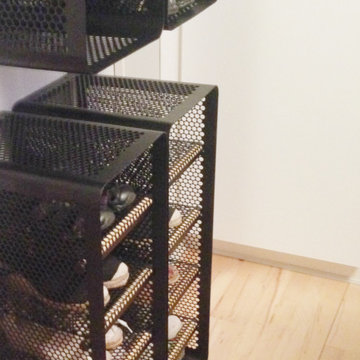 Walk in closet with shoe storage