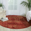 Nourison Somerset St74 Floral Rug, Flame, 5'6"x5'6" Round