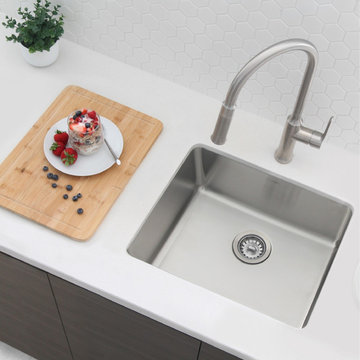 22 inch Dualmount Single Bowl 18 Gauge Stainless Steel Kitchen Sink S-407T