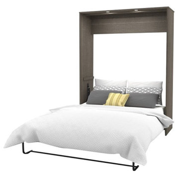 Cielo 60W Queen Murphy Bed in Bark Gray and White - Engineered Wood