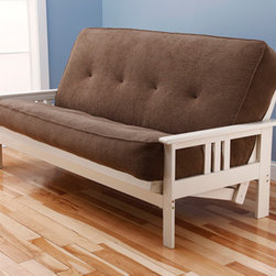 Monterey Antique White Futon Frame with Futon Mattress in Marmont Mocha - Futon Frames