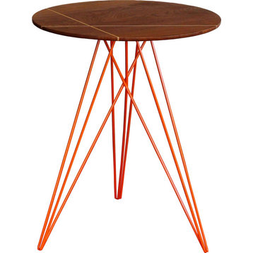 Hudson Inlay Side Table - Orange, Walnut