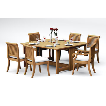 7-Piece Outdoor Teak Dining Set: 60" Square Butterfly Table, 6 Giva Chairs