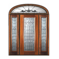 Pre-hung Side lights-Transom Door 80 Mahogany Palacio Full Lite Glass - Front Doors