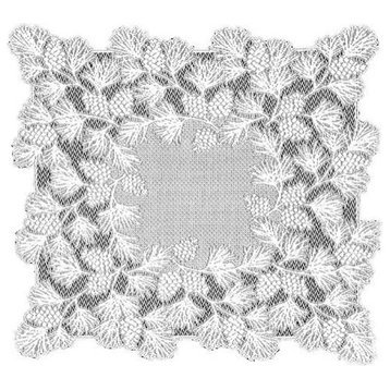 Heritage Lace Woodland 36x36 Table Topper, White