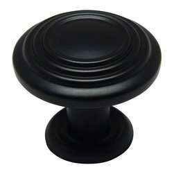 Cosmas - 3 Ring Cabinet Round Knob, 1-1/4" Diameter, Set of 25, Flat Black - Cabinet And Drawer Knobs
