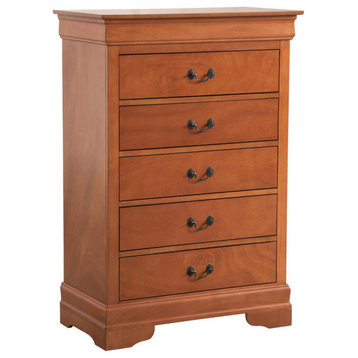Louis Phillipe Oak 5 Drawer Chest of Drawers (33 in L. X 18 in W. X 48 in H.)