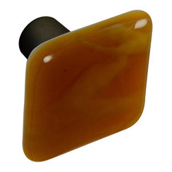 CKP - Art Glass Knob, Amber Swirl, Oil-Rubbed Bronze Base - Cabinet And Drawer Knobs