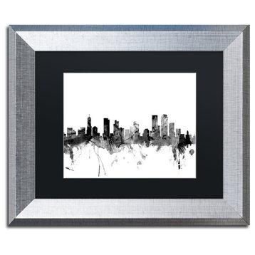 Michael Tompsett 'Denver Colorado Skyline B&W' Matted Framed Art, 11x14