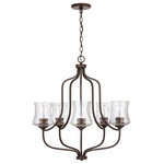 HomePlace - HomePlace 439251BZ-499 Reeves - 5 Light Chandelier - Clean lines and soft curved seeded glass in this cReeves 5 Light Chand Brushed Nickel Clear *UL Approved: YES Energy Star Qualified: n/a ADA Certified: n/a  *Number of Lights: 5-*Wattage:100w Incandescent bulb(s) *Bulb Included:No *Bulb Type:E26 Medium Base *Finish Type:Bronze