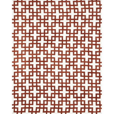 Plush, Charlotte Area Rug, Ivory and Rust, 3'6"x5'6"