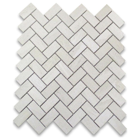 Golden Beach Moleanos Beige Limestone 1x2 Herringbone Tile Honed, 1 sheet