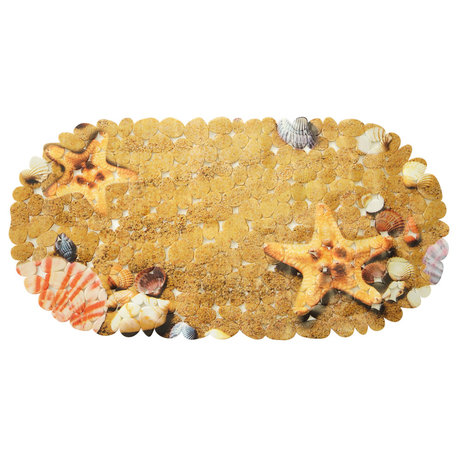 Beach PVC Shower Mat, Beige, 14" x 27", Covers 2.8 sq ft