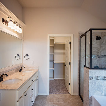 Large Master Bathroom with Italian Marble