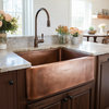 Lange Copper 25" Single Bowl Farmhouse Apron Front Undermount Kitchen Sink