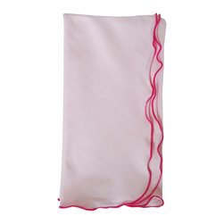 Britten Couture Home - Chambray Cotton Napkins With Lettuce Edge, Set of 4, Pink - Napkins