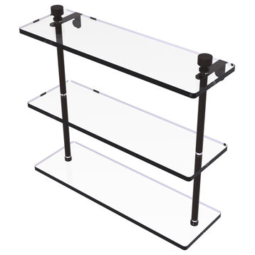 Allied Brass Foxtrot Collection 16" Triple Tiered Glass Shelf, Oil Rubbed Bronze