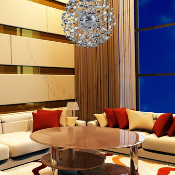 42-Light 36" Polished Chrome 32% Lead Crystal Pendant Chandelier