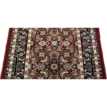 Brilliant Traditional Rug, Red/Border Color Navy, 26" Runner