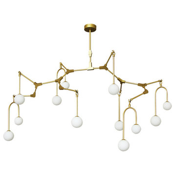 MIRODEMI® Airole | Creative Glass Chandelier for Living Room, Gold, 12 Lights