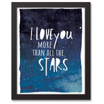 DDCG - I Love You More Than All The Stars 11x14 Black Framed Canvas - The  I Love You More Than All The Stars 11x14 Black Framed Canvas features an cute saying to hang in your kid's room. This framed canvas helps you add celestial designs your home. Digitally printed on demand with custom-developed inks, this exclusive design displays vibrant colors proven not to fade over extended periods of time. The result is a stunning piece of wall art you will love.