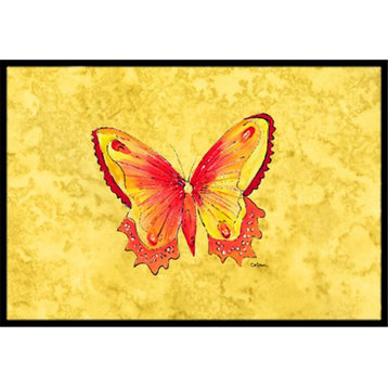 Carolines Treasures 24"x36" Butterfly On Yellow Indoor/Outdoor Doormat