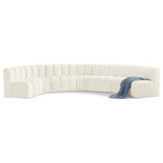Meridian Furniture - Arc Velvet Upholstered 7-Pc. U-Shaped Modular Sectional, Cream - Give your living room or den the perfect blend of style and versatility with this Arc velvet fabric curved modular Sectional. Part of the Arc modular furniture collection, this Sectional comes upholstered in rich cream velvet fabric and features deep channel tufting that adds a touch of luxury while enhancing comfort and support. A seamless combination of form and function, this chair can be used with other Arc pieces to create a myriad of configurations in your well-curated room.
