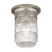Hardware House Outdoor Jelly Jar Ceiling Fixture, Satin Nickel, 4.75"x6"