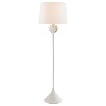Alberto Floor Lamp, 1-Light, Plaster White, Linen Shade, 60"H
