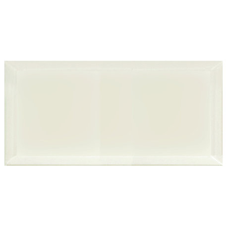 Frosted Elegance 8"x16" Beveled Glass Subway Tile,Matte Creme, Piece