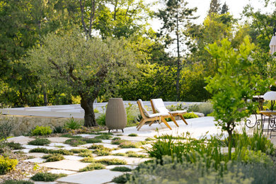 Aménagement jardin méditerranéen/naturel/contemporain avec piscine à Valbonne