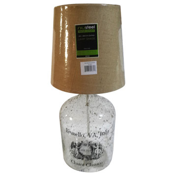 nu steel Glass Decorative Table Lamps With Jute Shade