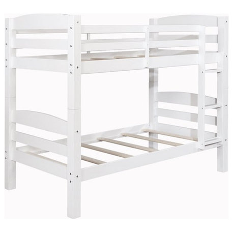 Linon Levi Twin over Twin Wood Bunk Bed in White