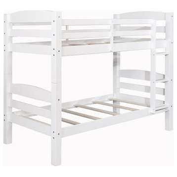 Linon Levi Twin over Twin Wood Bunk Bed in White