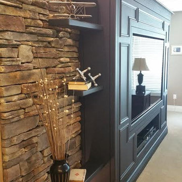 cultured stone and drywall tv cabinet