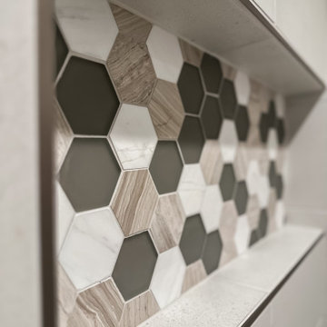Accent tile on shower insert