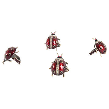 Jeweled Animal Design Napkin Rings, Set of 4, Lady Bug