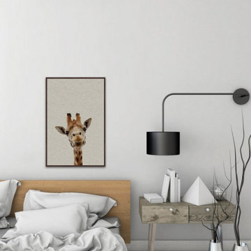 "Curious Giraffe" Floater Framed Painting Print on Canvas