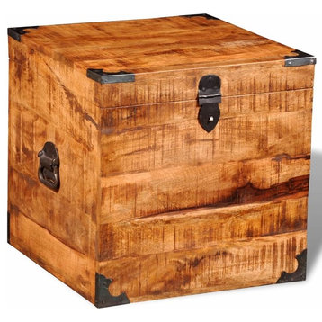 vidaXL Storage Cabinet Wooden Tool Chest with Locking System Rough Mango Wood