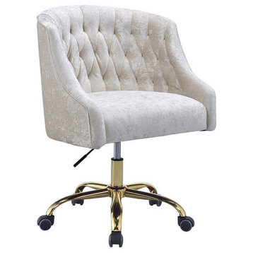 Acme Transitional Desk Chair With Vintage Cream Velvet And Gold 92517