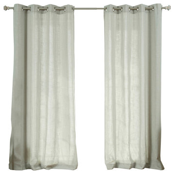 Faux Linen Blend Curtain Panel, Set of 2, Gray, 52"w X 84"l