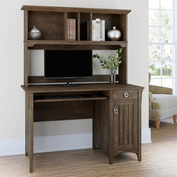 Pemberly Row Small Computer Desk with Hutch in Ash Brown - Engineered Wood